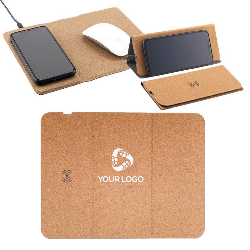 Cork Foldable Mousepad with Wireless Charging